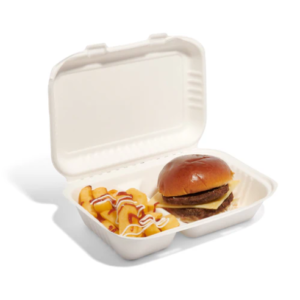 9 x 6 2 Compartment Bagasse Lunch Box - 250pk